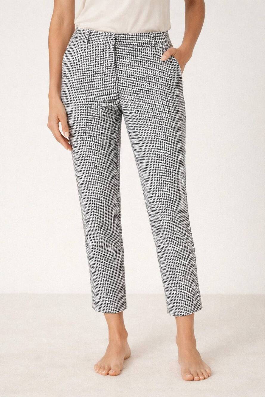 Weekend Max Mara High Rise Houndstooth Trouser Pants Gray 14